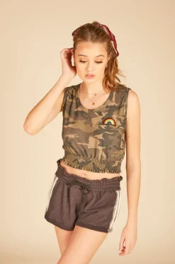 Store Rainbow Patch Smocked Crop Tank All Tops|Tanks