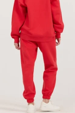 Fashion Red/ Black/ Light Grey Garment Dye Jogger W/ Screen Print Joggers
