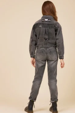 Cheap RHINESTONE FRINGE BLACK DENIM JACKET Kids Kids Tops