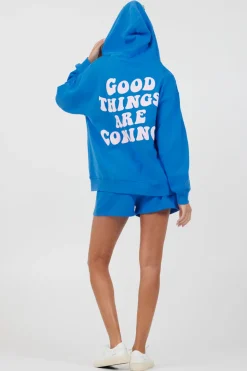 Online Royal Blue W/ Pink Puff Zip Up Hoodie All Tops|Hoodies