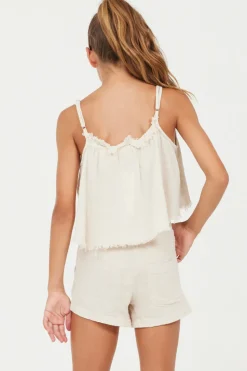 Best Sale Sand Stone Washed Texture Flow Tank Kids Kids Tops