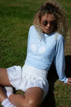 Shop Sky Blue "Pickleball Club" Pigment Dyed Long Sleeve Tee All Tops