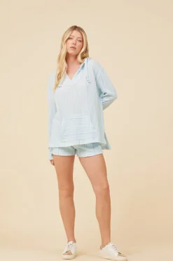 Store Soft Blue W/ Mixed Stripes Textured Short All Bottoms|Shorts