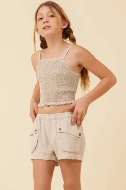 Cheap Soft Tan Streaky Tencel Rushed Tank Top Kids Kids Tops