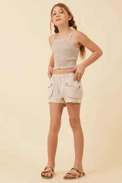 Cheap Soft Tan Streaky Tencel Rushed Tank Top Kids Kids Tops
