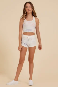 Cheap Soft White Multi Palm Tree Hacci Short Kids Kids Bottoms