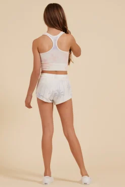 Cheap Soft White Multi Palm Tree Hacci Short Kids Kids Bottoms