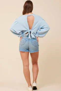 Best Something Blue Rain Washed Terry Open Back Top All Tops