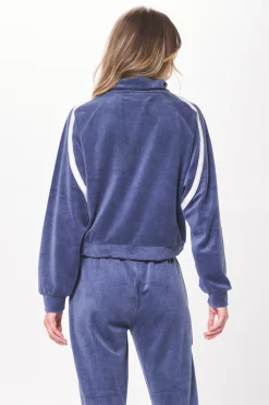 Cheap Space Blue Brushed Corduroy Quarter Zip All Tops|Sweaters