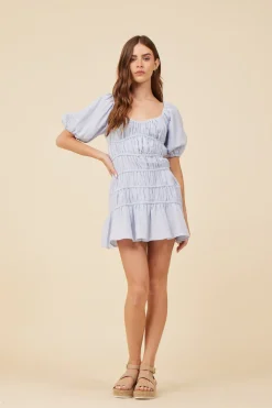 Store Spring Blue Gauze W/ Jersey Combo Dress Dresses