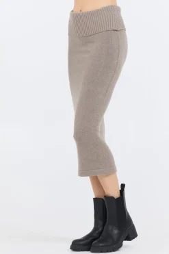 Sale Stone Grey Knit Midi Skirt Skirts|Dresses