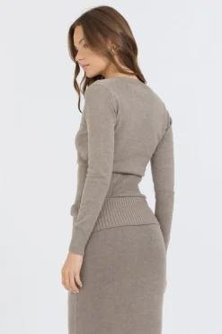Hot Stone Grey Slim Fit Knit Button Down All Tops