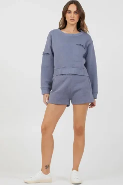 Store Storm Blue Essential Fleece Crewneck All Tops|Hoodies