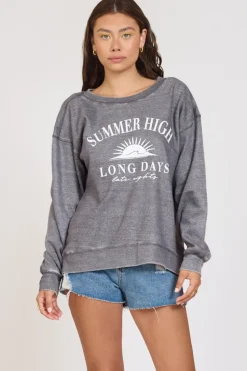 Best Sale Summer High Steel Grey Burnout Fleece Crewneck All Tops|Sweatshirts