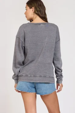 Best Sale Summer High Steel Grey Burnout Fleece Crewneck All Tops|Sweatshirts