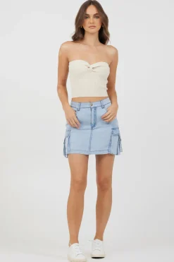 Clearance Sunrise Sand Rib Knit Twist Front Tube Top All Tops
