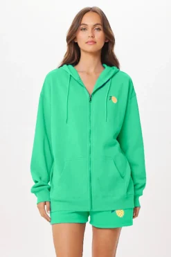 Hot Surf Green Capri Jet Setter Surf Wash Zip Up All Tops|Sweatshirts