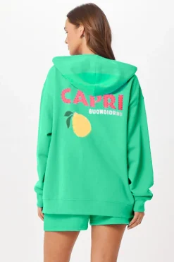 Hot Surf Green Capri Jet Setter Surf Wash Zip Up All Tops|Sweatshirts