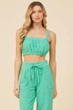 Best Surf Green Corded Terry Cropped Tank All Tops