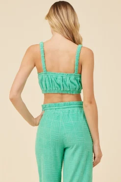 Best Surf Green Corded Terry Cropped Tank All Tops