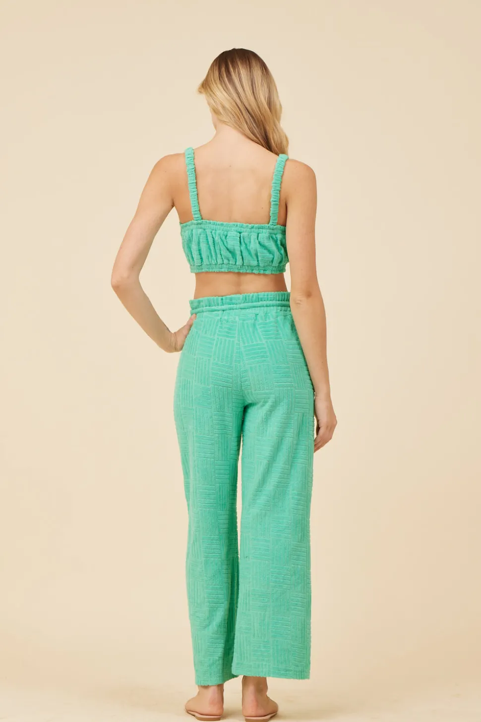 Best Surf Green Corded Terry Cropped Tank All Tops