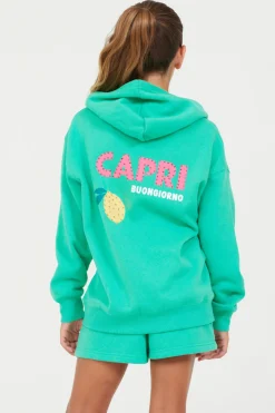 Outlet Surf Green Oversized Capri Zip Up Hoodie Kids Hoodies|Kids Tops