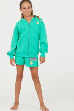 Outlet Surf Green Oversized Capri Zip Up Hoodie Kids Hoodies|Kids Tops