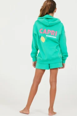 Outlet Surf Green Oversized Capri Zip Up Hoodie Kids Hoodies|Kids Tops