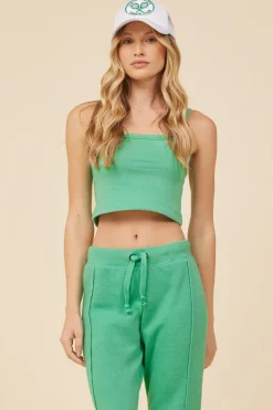 Sale Surf Green Solid Burnout Fleece Tank All Tops|Tanks