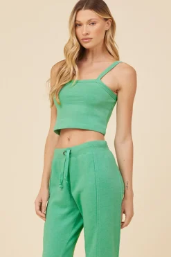 Sale Surf Green Solid Burnout Fleece Tank All Tops|Tanks