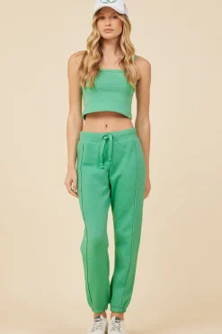Sale Surf Green Solid Burnout Fleece Tank All Tops|Tanks