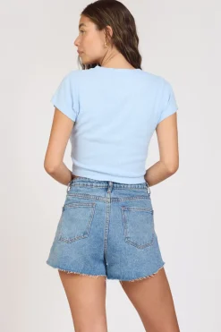 Best Sale Surf LA Surfside Blue Rib Hacci Cropped Tee All Tops