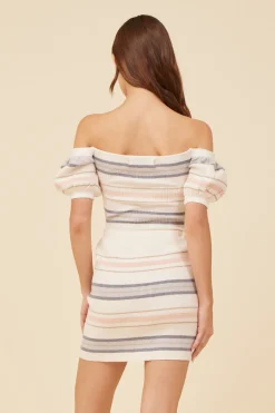 New Tahitian Tide Stripe Sweater Rib Off The Shoulder Top All Tops