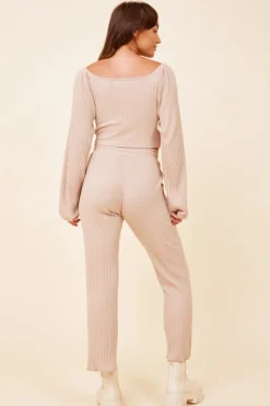 Best Sale Taupe Double Twist Ribbed Long Sleeve Top All Tops