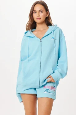 Best Sale Tropical Blue Malibu Jet Setter Surf Wash Zip Up All Tops|Sweatshirts