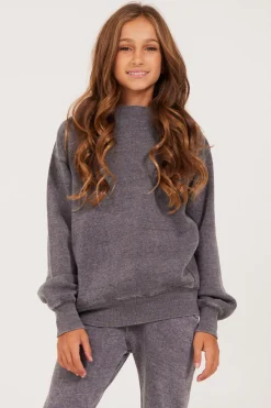 Best Sale Unisex Burnout Fleece Long Sleeve Crewneck Kids Kids Tops