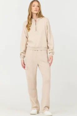Store Vanilla Cream Cashmere Fleece Quarter Zip All Tops|Hoodies