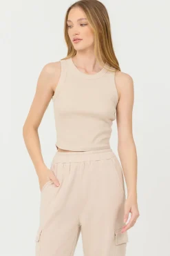 Sale Vanilla Cream Cashmere Fleece Rib Tank All Tops|Tanks