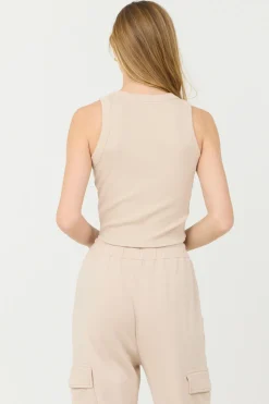 Sale Vanilla Cream Cashmere Fleece Rib Tank All Tops|Tanks
