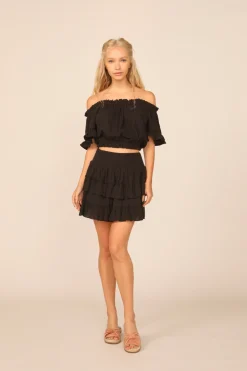 Hot VH X OD - Black Gauze Off The Shoulder Bell Sleeve Top All Tops