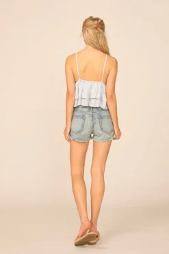 Online VH X OD - Chambray Blue W/ Ivory Eyelet Ruffle Tank Top All Tops|Tanks