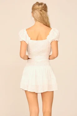 Hot VH X OD - White Eyelet Smocked Crop Top All Tops