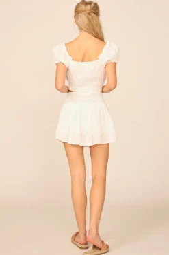 Cheap VH X OD - White Eyelet Smocked Ruffle Skirt All Bottoms|Shorts