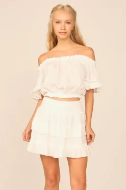 Shop VH X OD - White Gauze Off The Shoulder Bell Sleeve Top All Tops