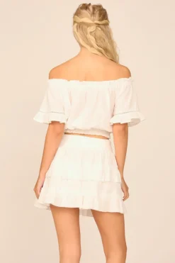 Shop VH X OD - White Gauze Off The Shoulder Bell Sleeve Top All Tops
