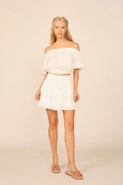 Shop VH X OD - White Gauze Off The Shoulder Bell Sleeve Top All Tops