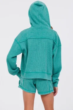 Best Sale Vintage Green Thermal Zip Hoodie Kids Hoodies|Kids Tops