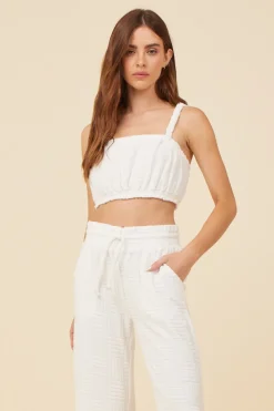 New Warm White Corded Terry Cropped Tank All Tops