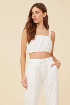 New Warm White Corded Terry Cropped Tank All Tops