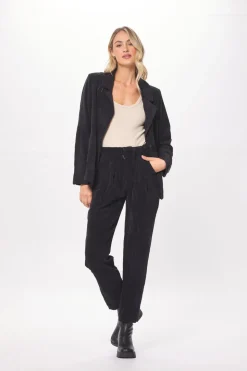 Hot Washed Black Crinkle Cord Trouser Pant All Bottoms